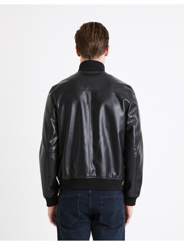 Celio Črna moška usnjena jakna Celio Gumati