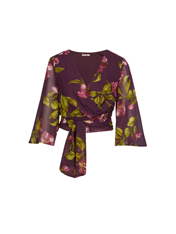 Orsay Vijolična ženska preklopna bluza s cvetličnim vzorcem ORSAY