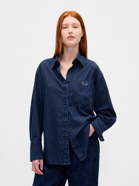 GAP Oversize džinska srajca z logotipom Big Shirt UltraSoft GAP