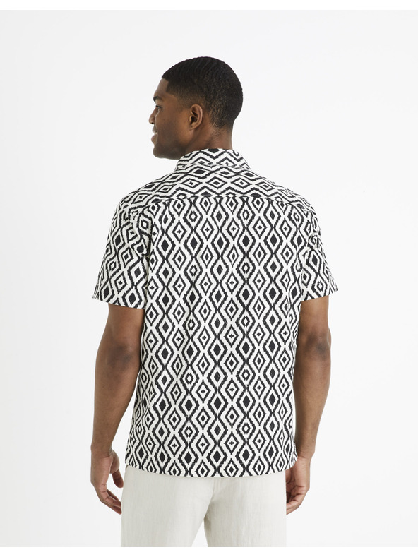 Celio Črno-bela moška srajca z vzorcem Celio Daprinta