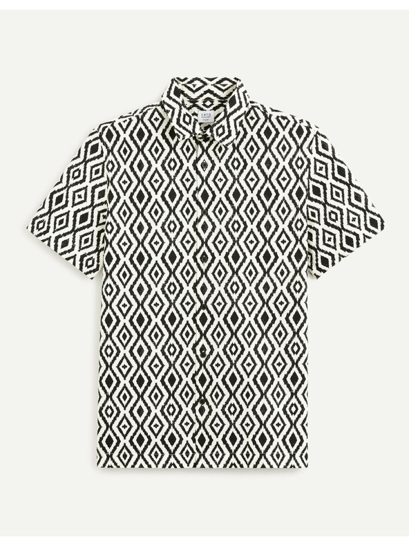 Celio Črno-bela moška srajca z vzorcem Celio Daprinta