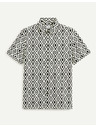 Celio Črno-bela moška srajca z vzorcem Celio Daprinta