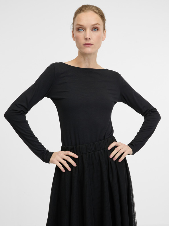 Orsay Črna ženska majica z dolgimi rokavi ORSAY