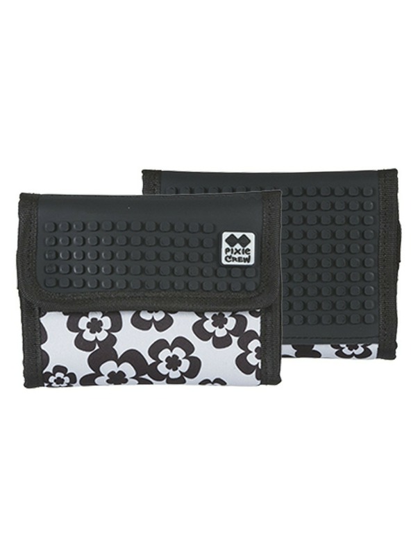 PIXIE CREW PIXIE CREW ustvarjalna črno-bela cvetna denarnica