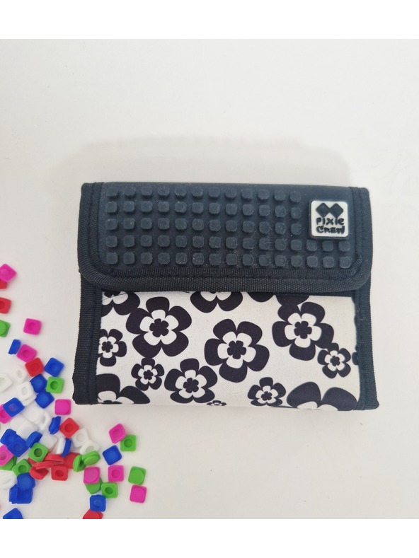 PIXIE CREW PIXIE CREW ustvarjalna črno-bela cvetna denarnica