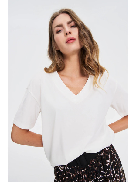 Moodo Beli top z V-izrezom Moodo
