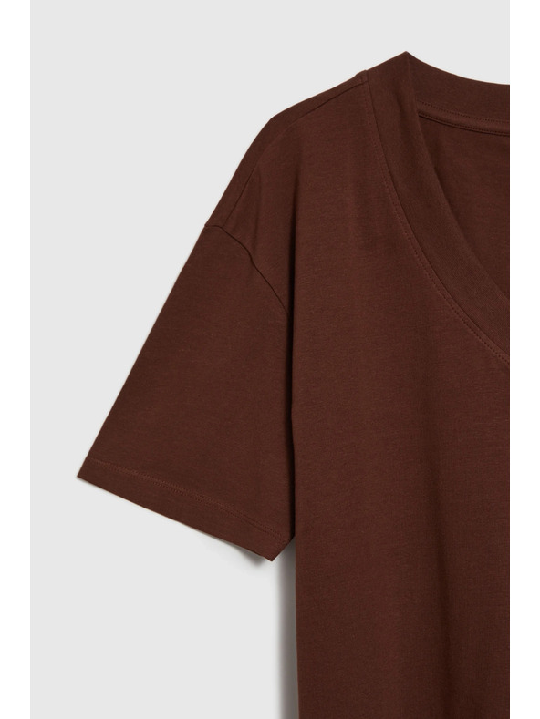 Moodo Rjavi top z V-izrezom Moodo