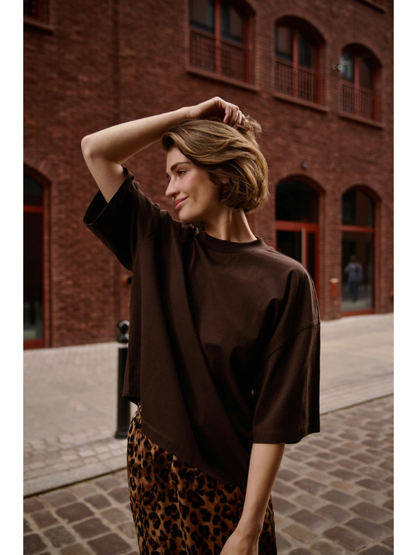 Moodo Rjavi ohlapni top Moodo