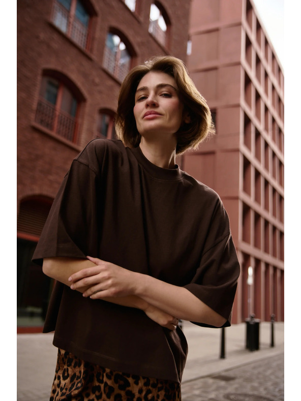 Moodo Rjavi ohlapni top Moodo