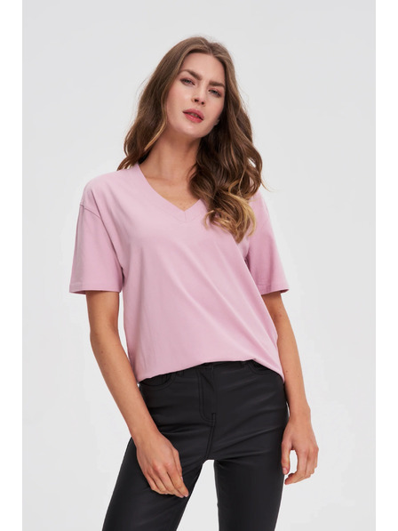 Moodo Rožnati top z V-izrezom Moodo