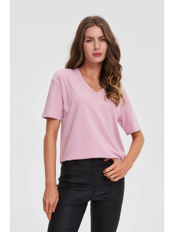 Moodo Rožnati top z V-izrezom Moodo