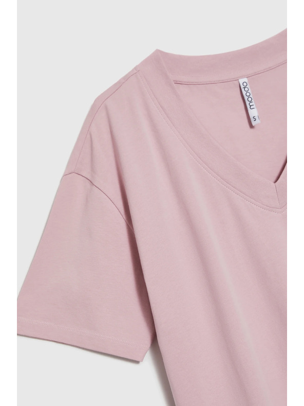 Moodo Rožnati top z V-izrezom Moodo