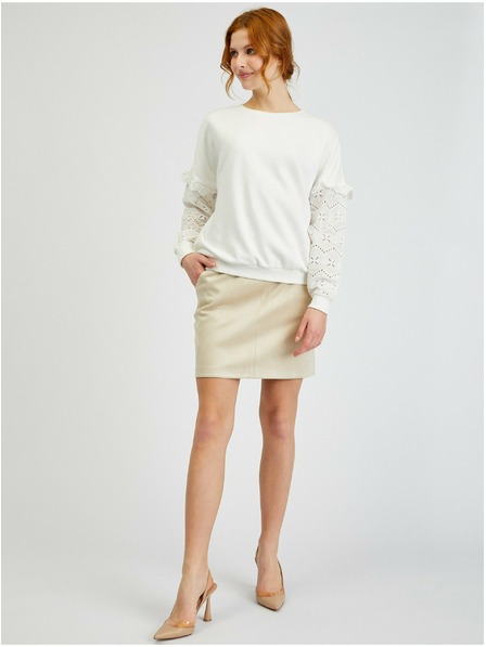 Orsay Bel ženski pulover z okrasnimi rokavi ORSAY