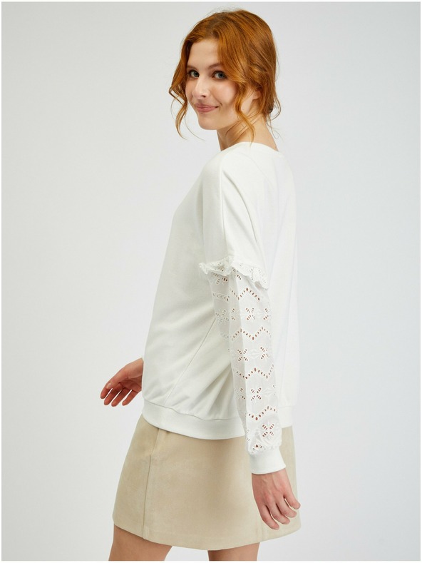 Orsay Bel ženski pulover z okrasnimi rokavi ORSAY