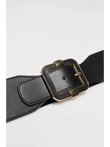 Moodo Črn širok pas z okrasno sponko Moodo