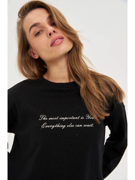 Moodo Sweatshirt with Text Black Moodo