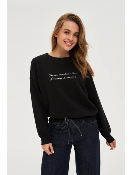 Moodo Sweatshirt with Text Black Moodo