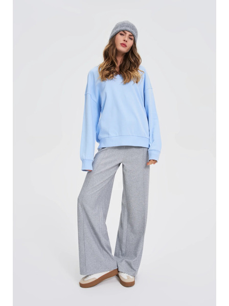 Moodo Bluza z V-izrezom svetlo modra Moodo