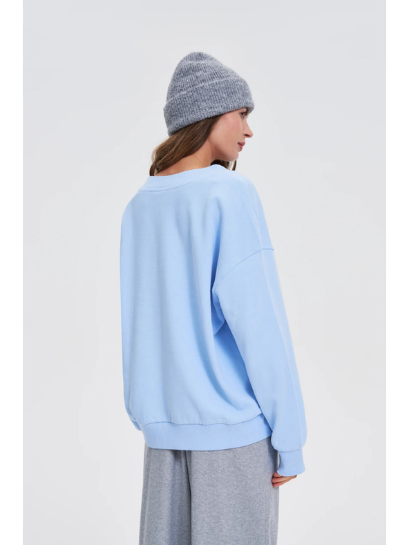 Moodo Bluza z V-izrezom svetlo modra Moodo