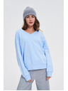 Moodo Bluza z V-izrezom svetlo modra Moodo