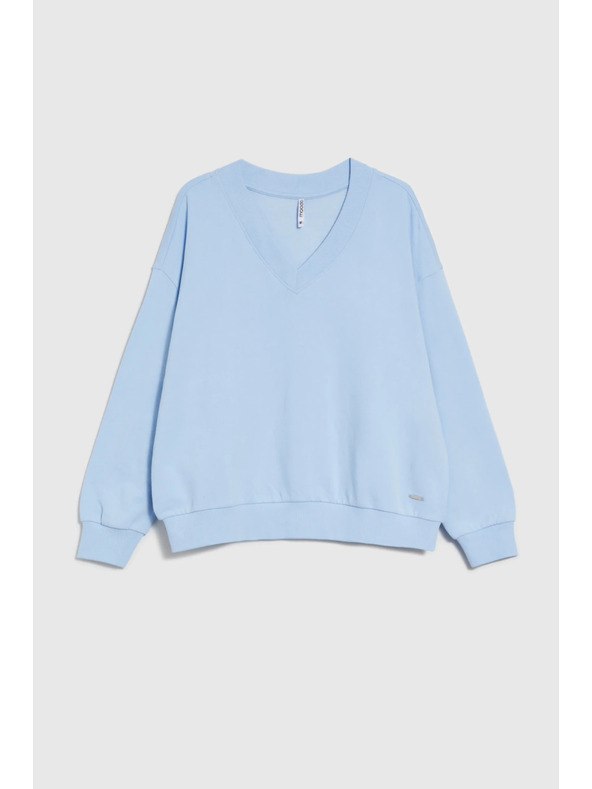 Moodo Bluza z V-izrezom svetlo modra Moodo