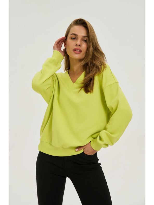 Moodo Bluza z V-izrezom limeta zelena Moodo