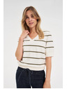Moodo Bluza v črtah s kratkimi rokavi ecru Moodo