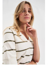 Moodo Bluza v črtah s kratkimi rokavi ecru Moodo