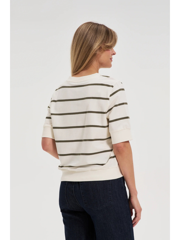 Moodo Bluza v črtah s kratkimi rokavi ecru Moodo