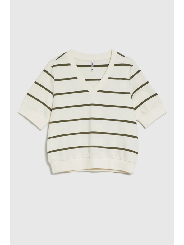 Moodo Bluza v črtah s kratkimi rokavi ecru Moodo