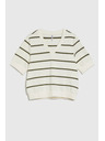 Moodo Bluza v črtah s kratkimi rokavi ecru Moodo