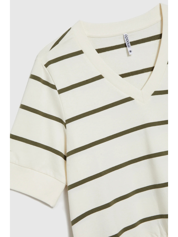 Moodo Bluza v črtah s kratkimi rokavi ecru Moodo