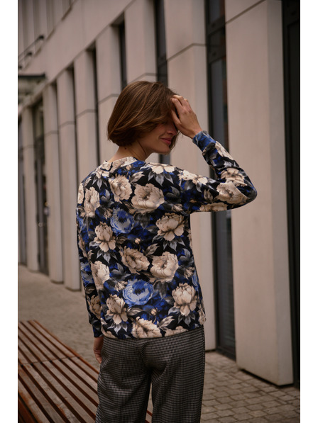 Moodo V-Neck Floral Hoodie Black Moodo