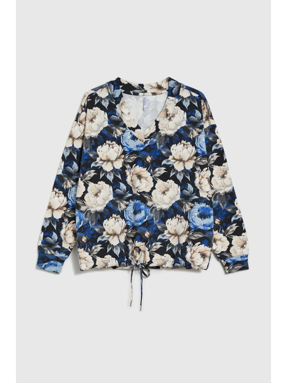 Moodo Cvetlična jopica z V-izrezom črna Moodo