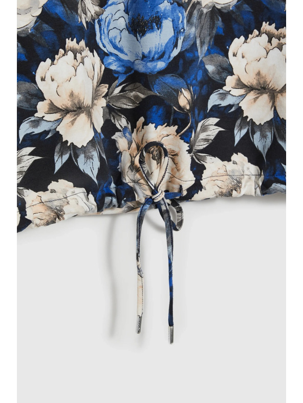 Moodo Cvetlična jopica z V-izrezom črna Moodo