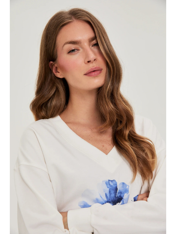 Moodo Pulover s potiskom bel Moodo