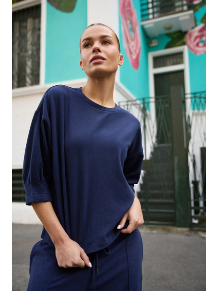 Moodo Pulover s kratkimi rokavi temno moder Moodo