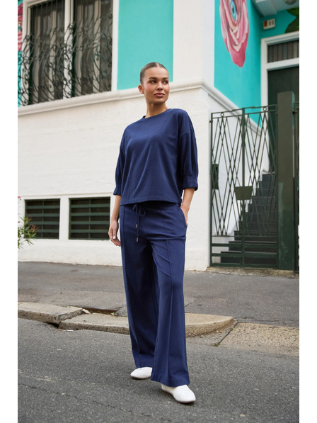 Moodo Pulover s kratkimi rokavi temno moder Moodo