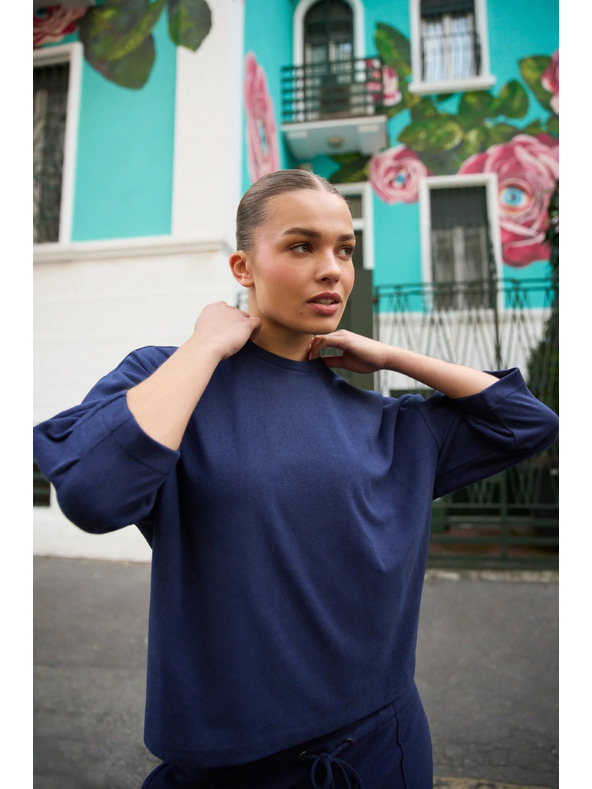 Moodo Pulover s kratkimi rokavi temno moder Moodo