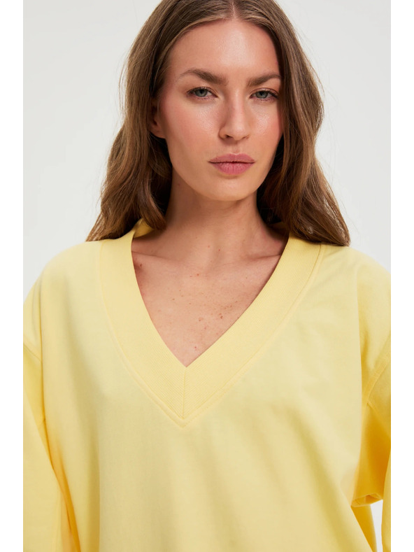 Moodo Bluza z V-izrezom rumena Moodo
