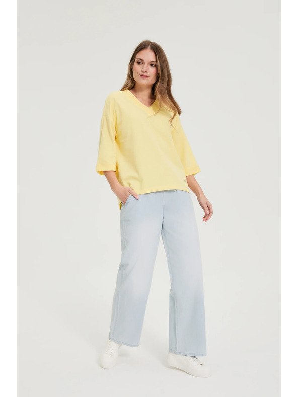 Moodo Bluza z V-izrezom rumena Moodo