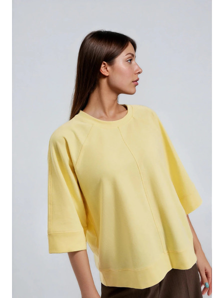 Moodo Pulover s kratkimi in širokimi rokavi rumen Moodo