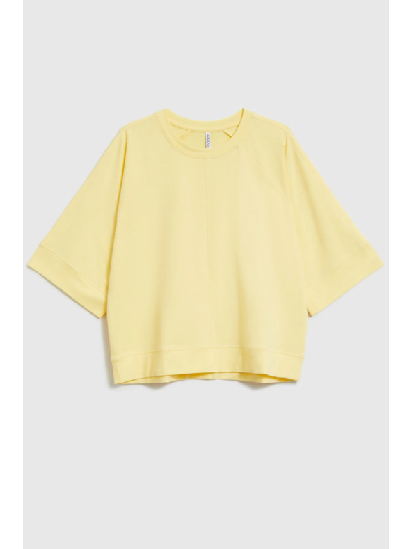 Moodo Pulover s kratkimi in širokimi rokavi rumen Moodo