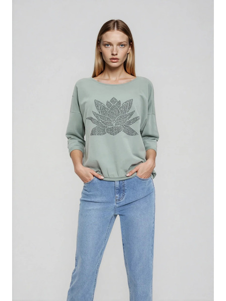 Moodo Bombažna bluza olivna Moodo