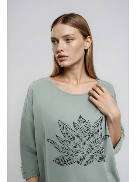 Moodo Bombažna bluza olivna Moodo