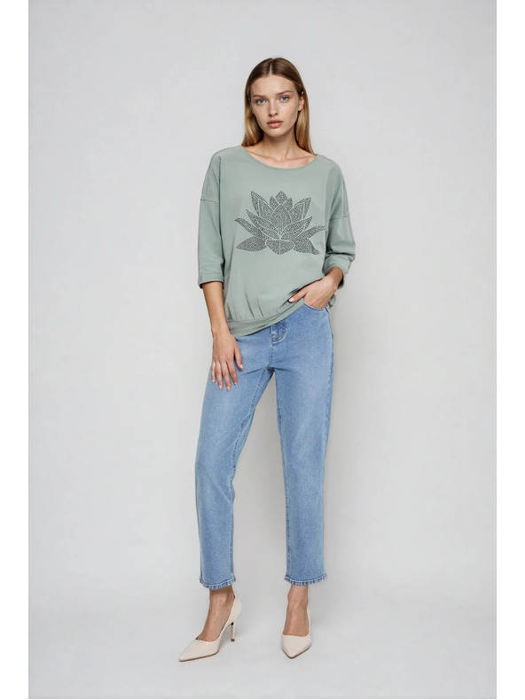 Moodo Bombažna bluza olivna Moodo