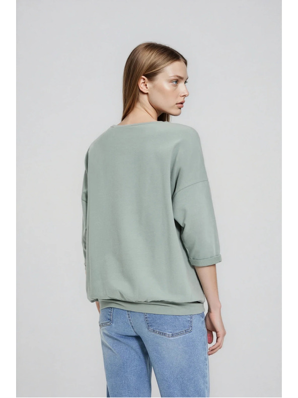 Moodo Bombažna bluza olivna Moodo