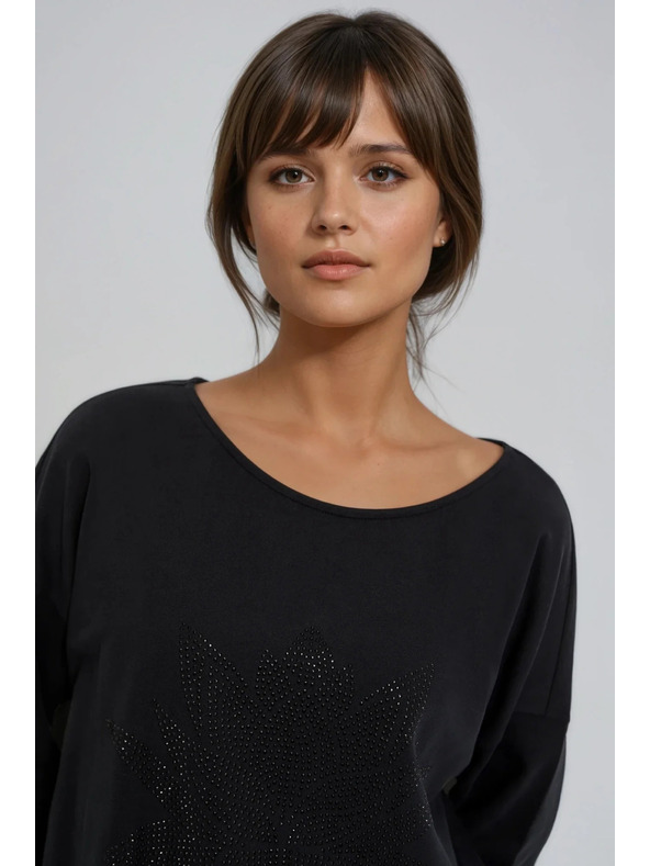 Moodo Bombažna bluza črna Moodo