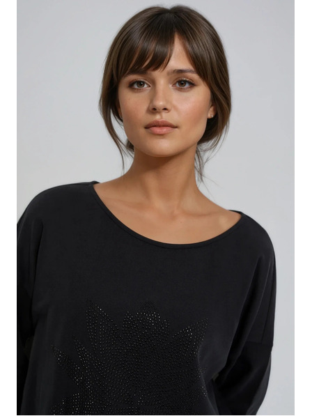 Moodo Bombažna bluza črna Moodo