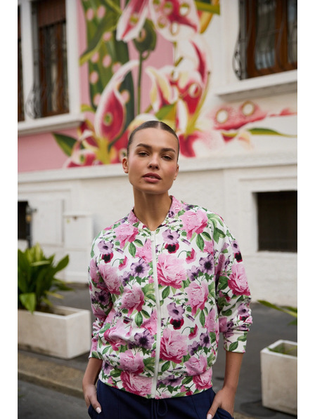 Moodo Odpeta bluza s cvetličnim vzorcem rožnata Moodo